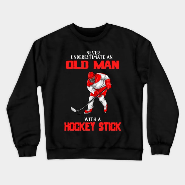 Old man hockey gift idea, for hockey lovers Crewneck Sweatshirt by LutzDEsign